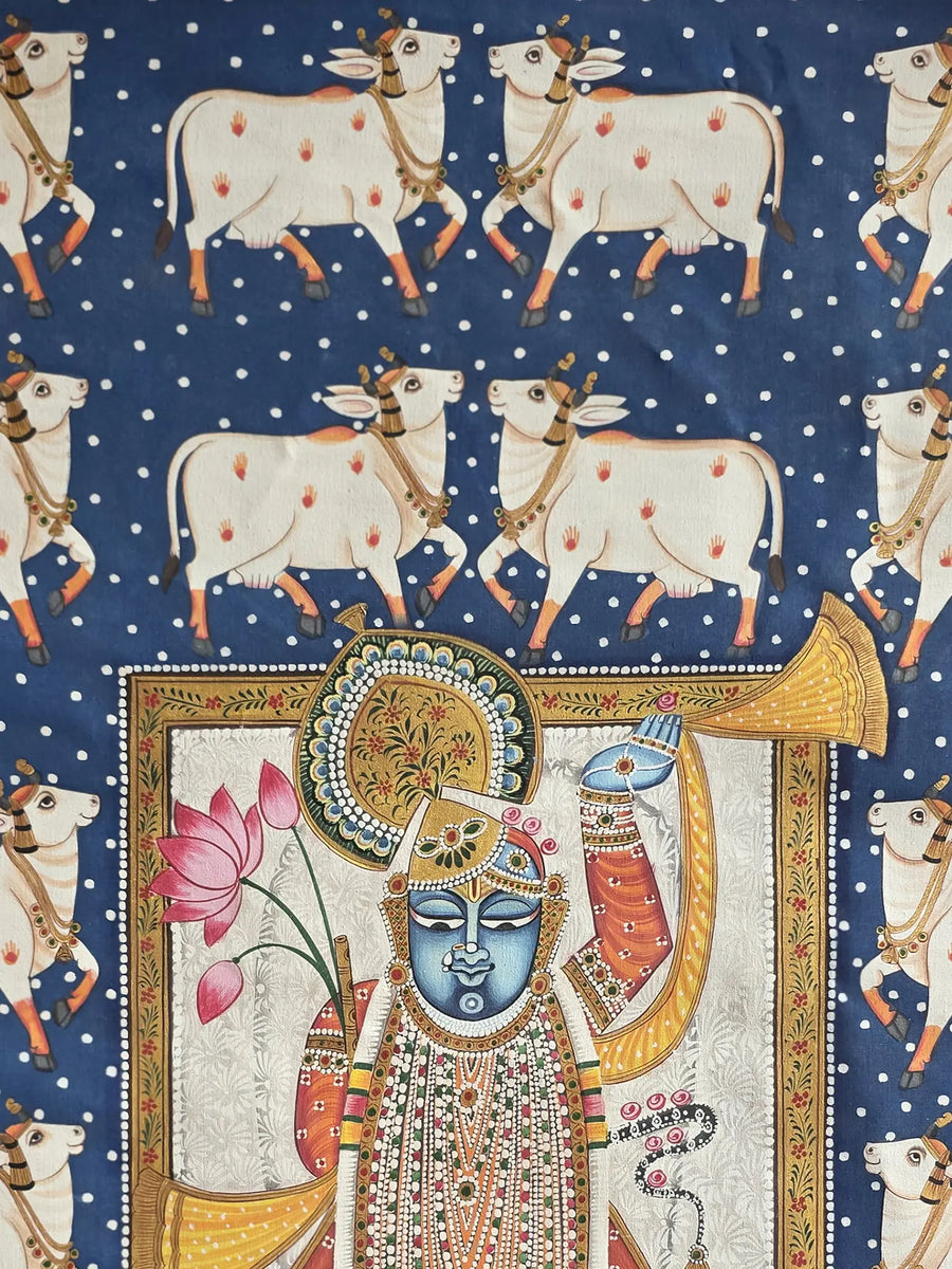 Lord Shrinathji Pichwai Painting on Cotton