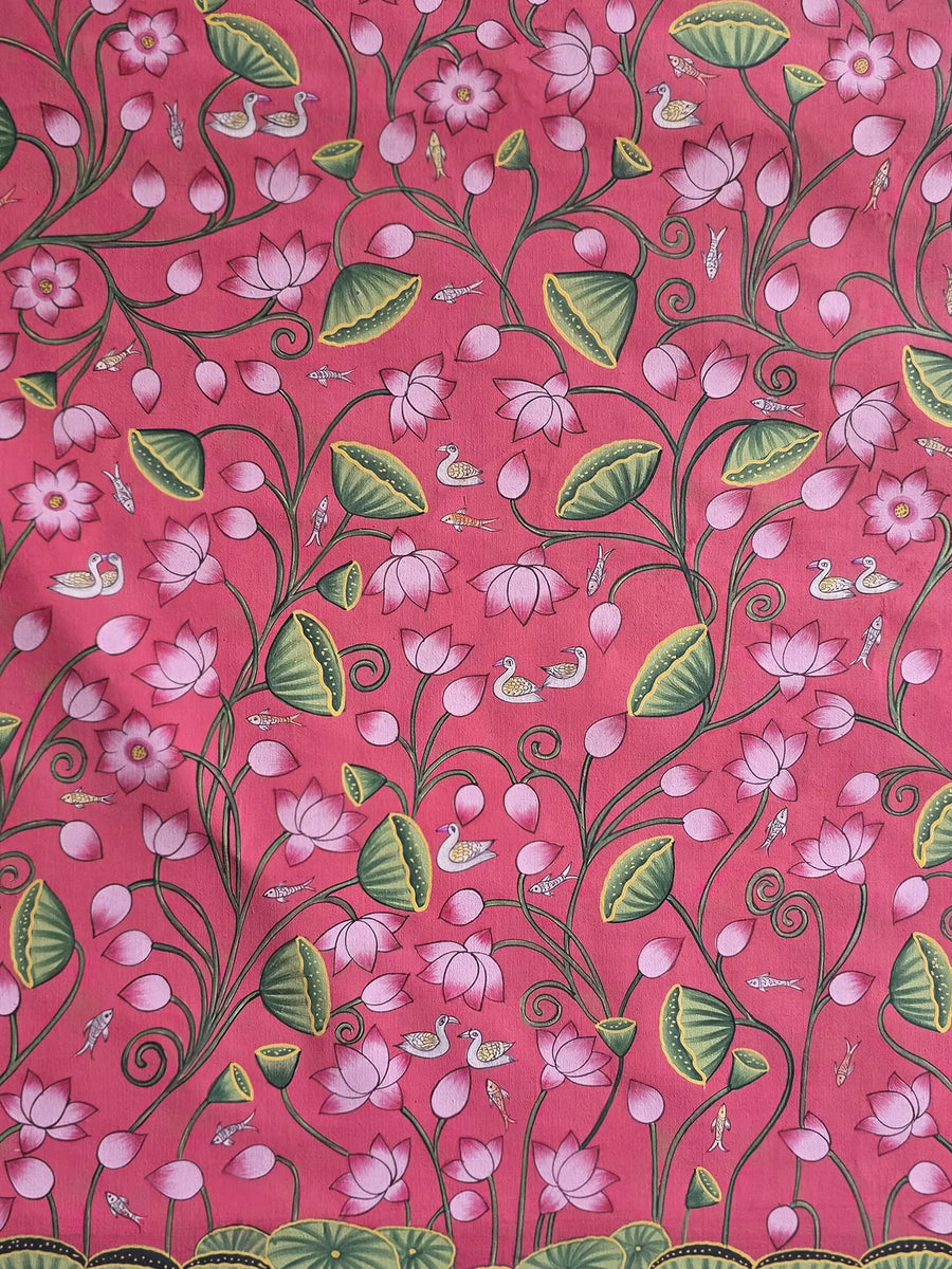 Lotus Flower Pichwai Painting on Cotton