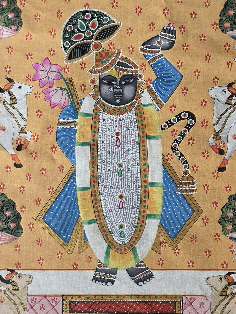 Shrinathji (A Form of Lord Krishna) Pichwai Painting on Cotton