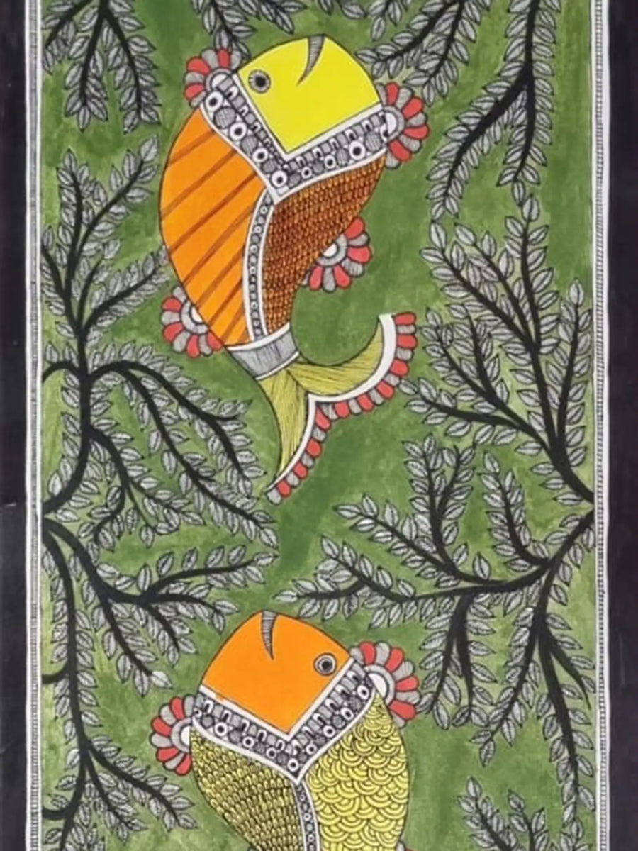 Matsya Nritya Madhubani Painting on Handmade Paper