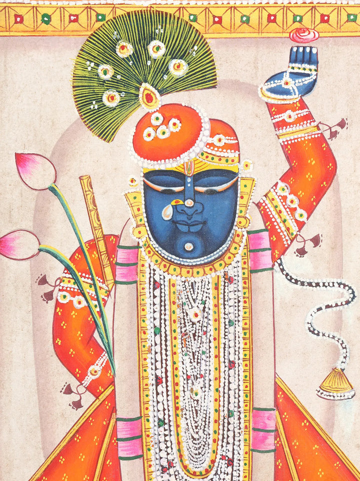 Shrinathji - the Eternal Krishna Form Pichwai Painting on Cloth · view 4