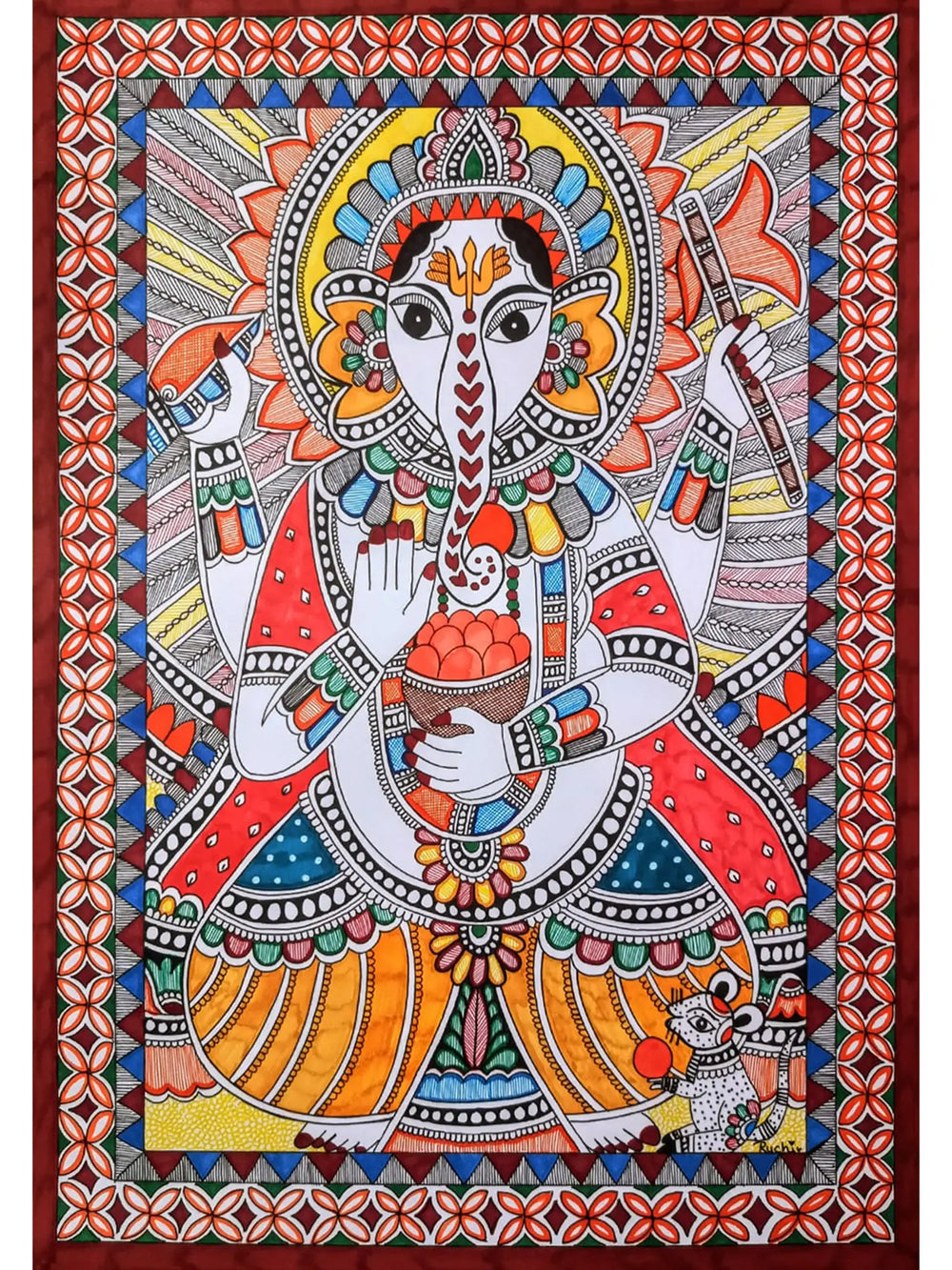 Madhubani Ganesha Painting | Alcohol Markers And Fineliners On Paper | By Ruchi