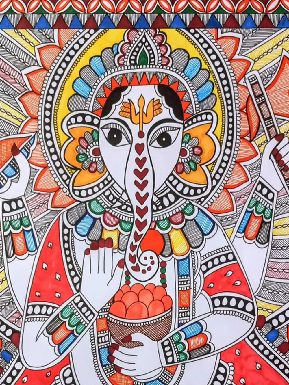 Madhubani Ganesha Painting | Alcohol Markers And Fineliners On Paper | By Ruchi