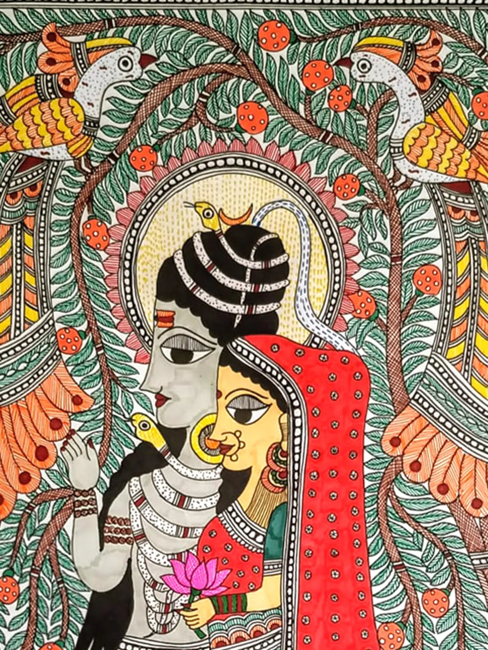Madhubani Shiv Parvati Ji Painting | Alcohol Markers And Fineliners On Paper | By Ruchi