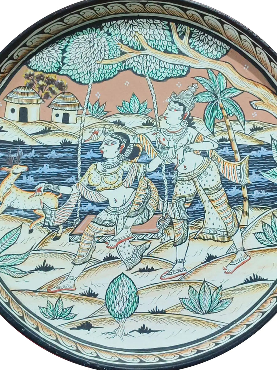 Divine Radha-Krishna Pattachitra Painting on Canvas by Akankshya Panda