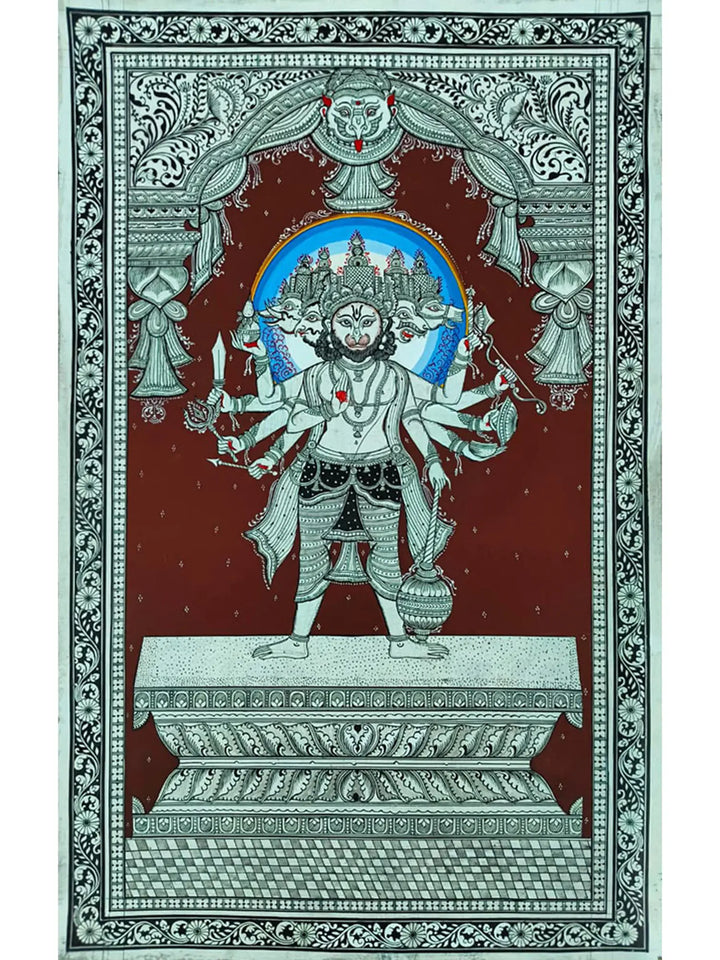 Lord Hanuman - Panchmukhi Pattachitra Painting on Canvas by Akankshya Panda · view 1