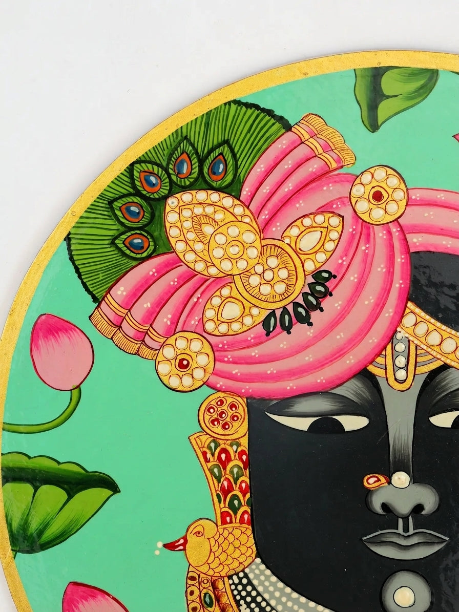 Shrinathji Face on MDF Wood Pichwai Painting on Wood