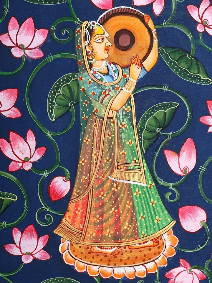 Dancing Radha Krishna Pichwai Painting on Cloth · view 3