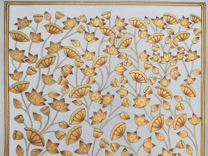 Lotus Pichwai Painting on Cotton · view 2