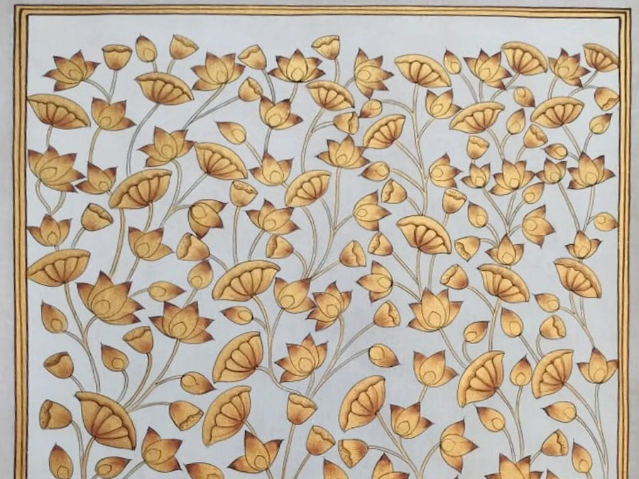 Lotus Pichwai Painting on Cotton