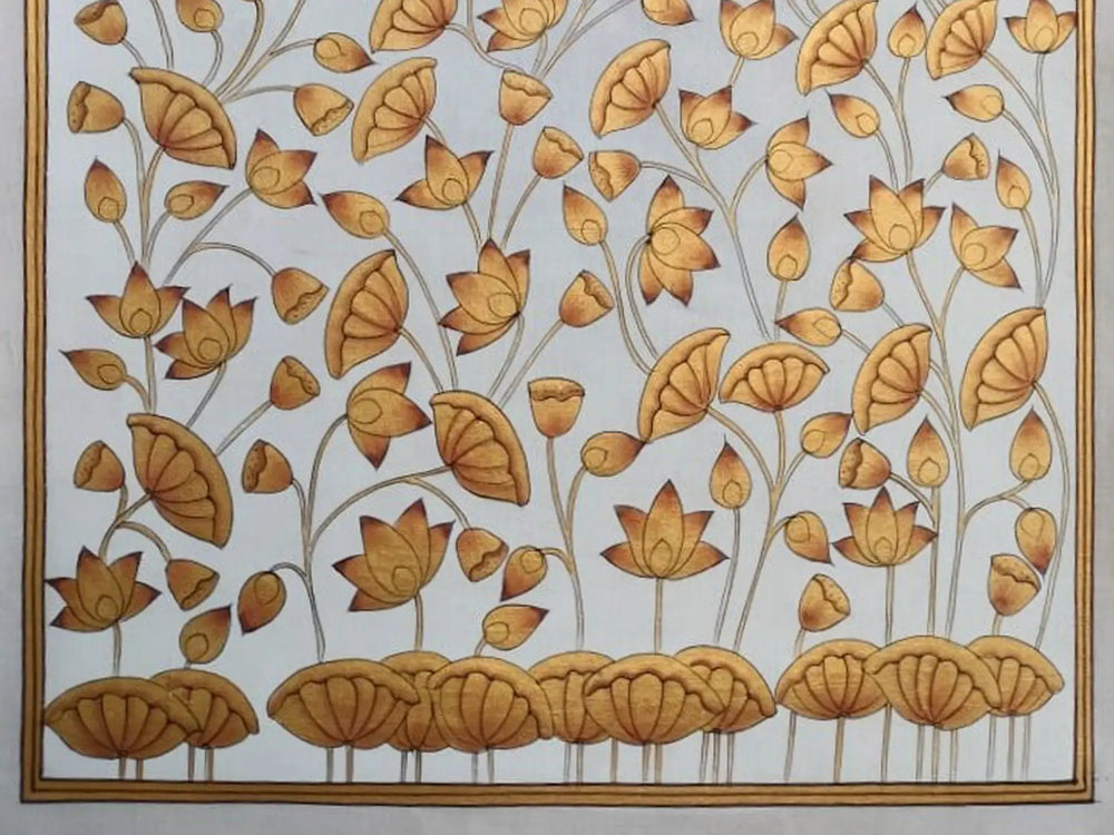 Attractive Lotus Painting of Pichwai | Natural Color on Cotton Cloth | By Jagriti Bhardwaj