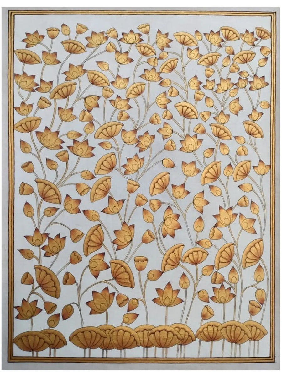 Lotus Pichwai Painting on Cotton