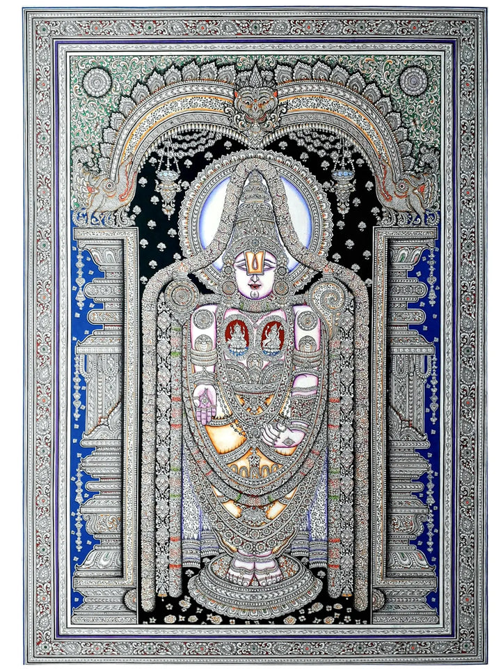 Lord Tirupati Balaji Patachitra by Ratikanta Moharana Pattachitra Painting on Silk · view 1