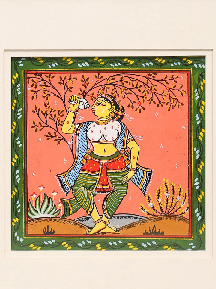Woman with Conch on Pattachitra Painting · view 3