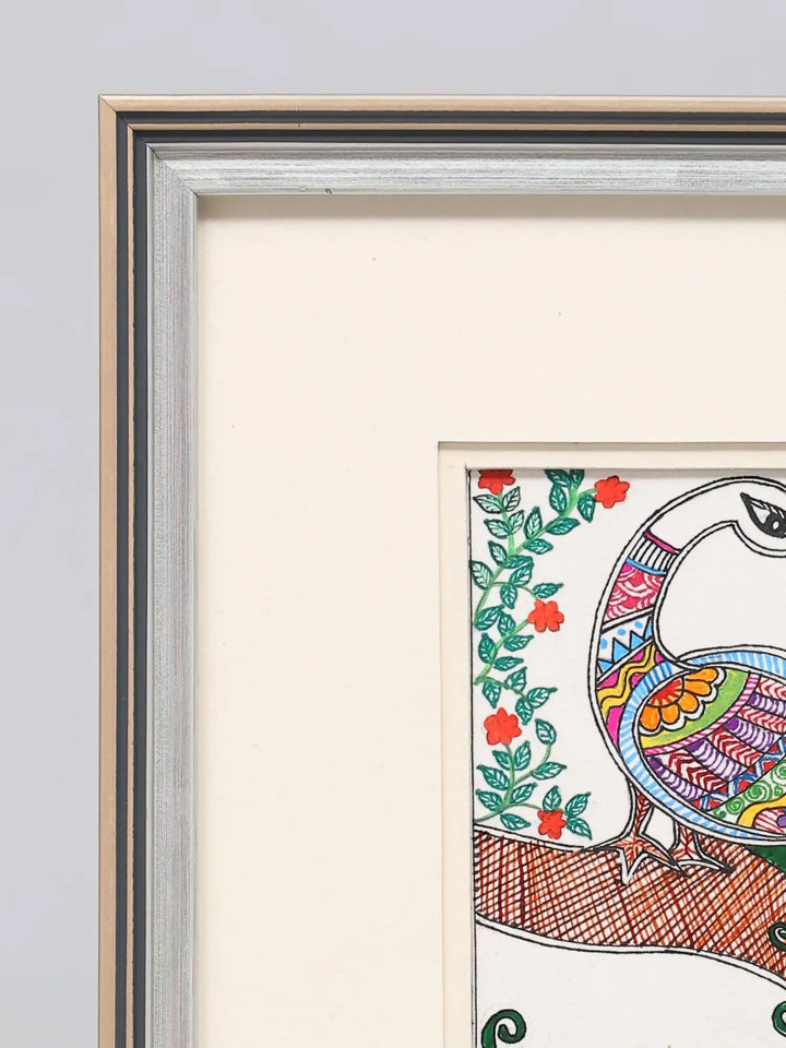 Peacock Madhubani Painting on Handmade Paper · view 4