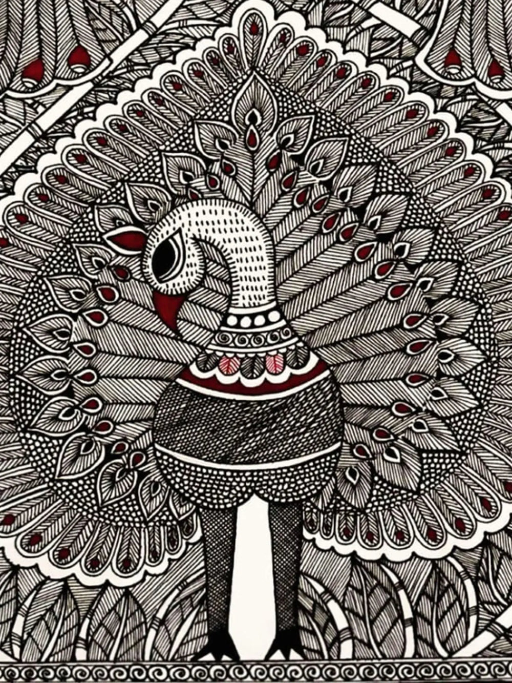 The Combination of Majestic Mayura and Matsya Raas | Madhubani Painting on Paper | By Ruchi Gupta