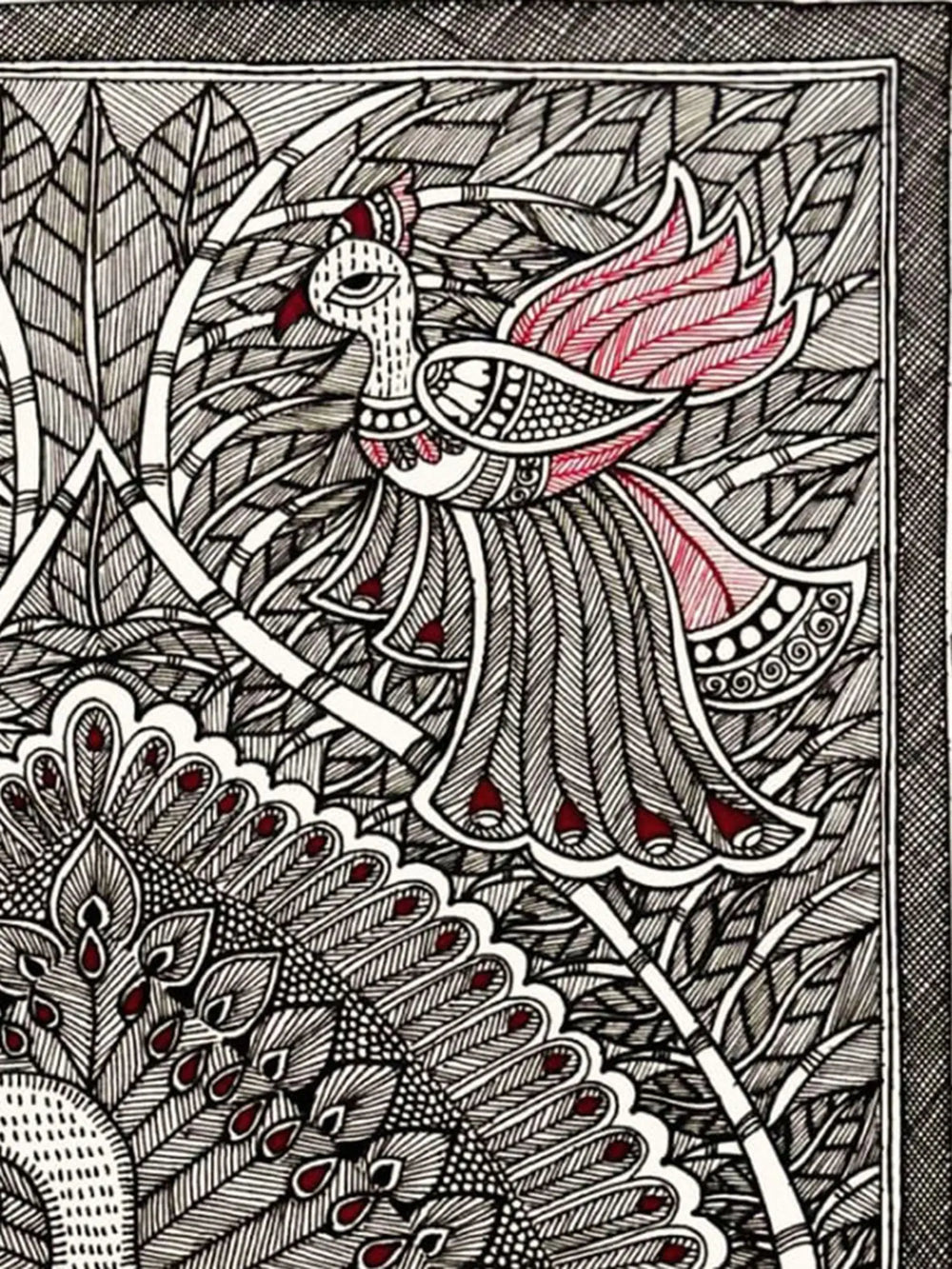 The Combination of Majestic Mayura and Matsya Raas | Madhubani Painting on Paper | By Ruchi Gupta