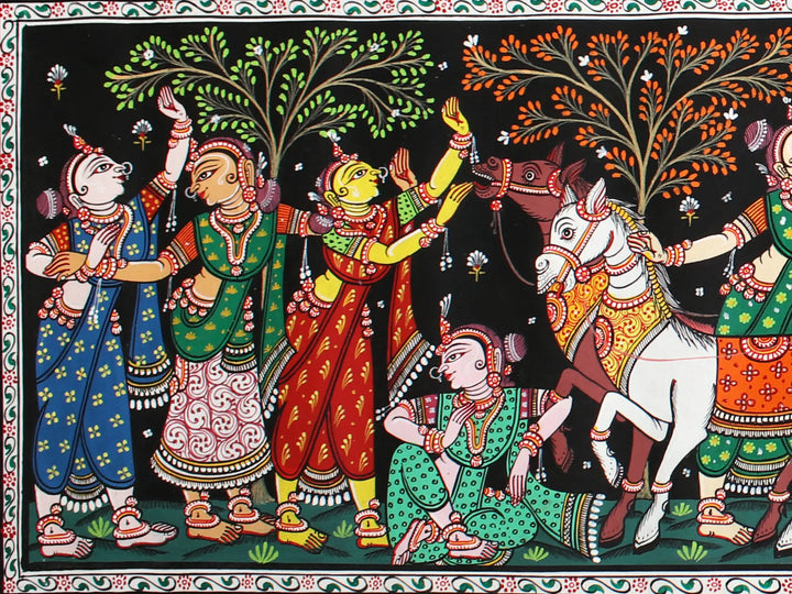 Mathura Vijaya Patachitra Pattachitra Painting on Tussar Silk · view 2