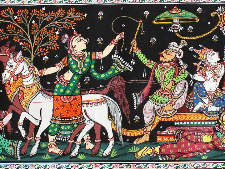 Mathura Vijaya Patachitra Pattachitra Painting on Tussar Silk · view 3