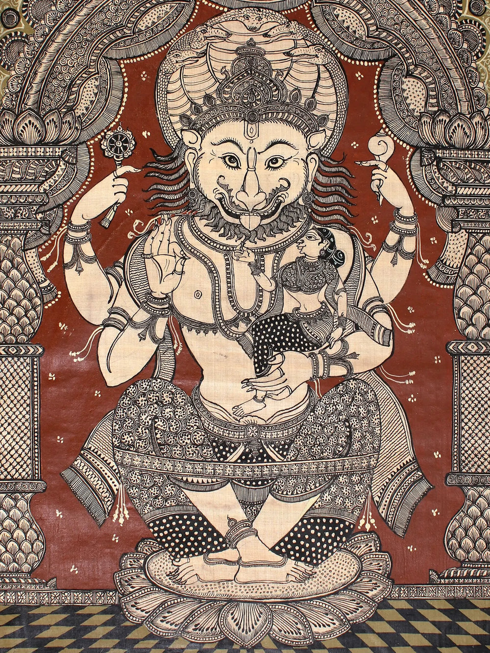Vishnu Avatar Narasimha With Goddess Lakshmi | Patta Painting | Odisha Art