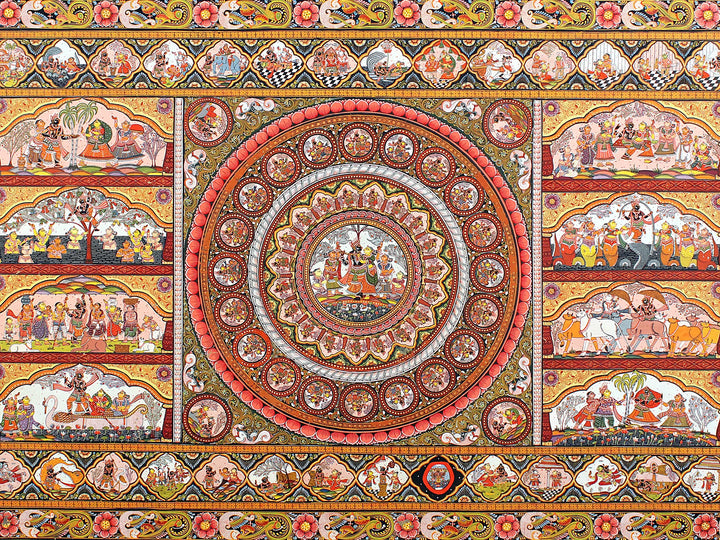 Radha Krishna Pattachitra Painting on Tussar Silk · view 2