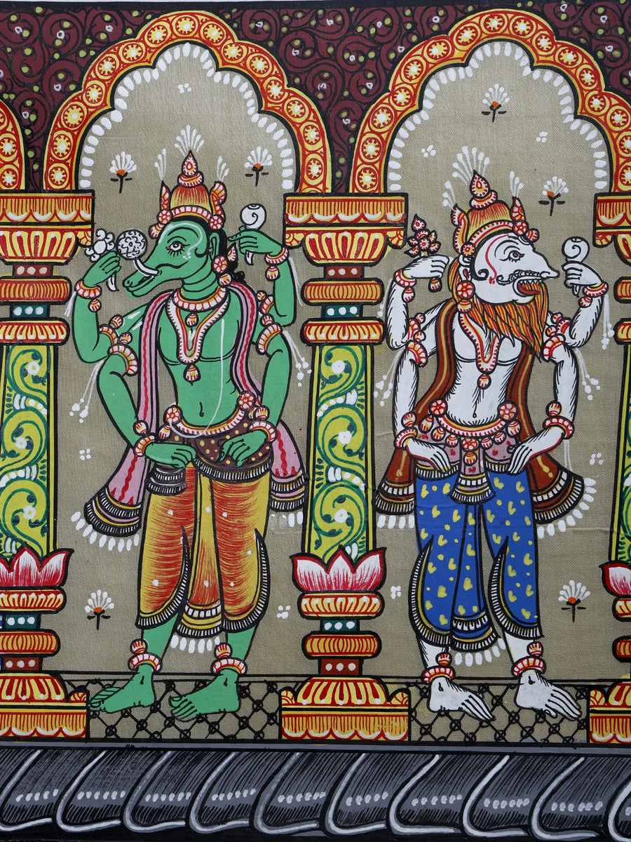 Dashavatara Pattachitra Painting on Tussar Silk
