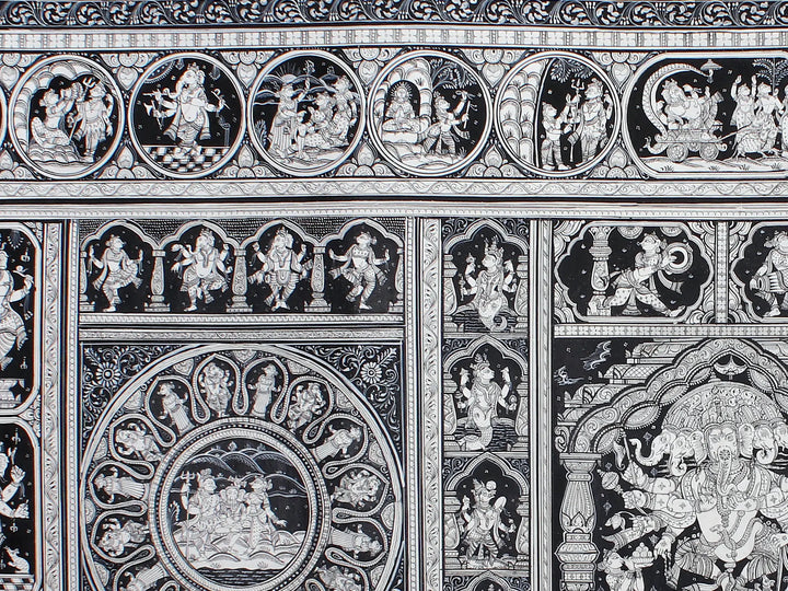 Episodes from Ganesha's Life Pattachitra Painting on Cloth by Rabi Behera · view 4