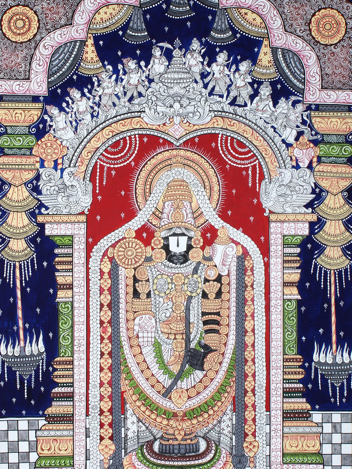 Lord Venkateshwara (Tirupati Balaji) Pattachitra Painting on Cloth by Rabi Behera · view 2