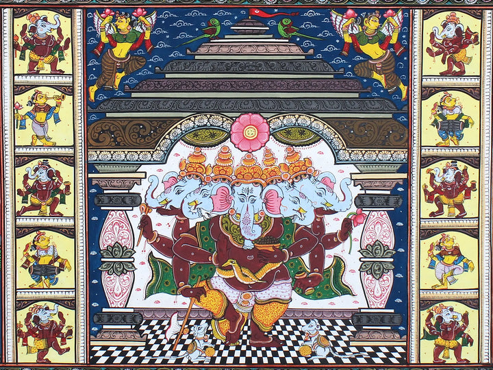 Ganesha Lila Pattachitra Painting on Cloth by Rabi Behera · view 2