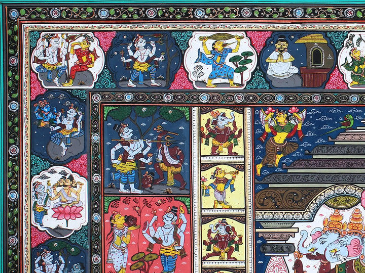 Ganesha Lila Pattachitra Painting on Cloth by Rabi Behera · view 3