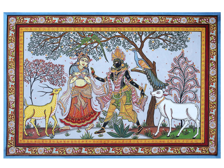Shyama Sundar Krishna with Radha Pattachitra Painting on Cloth by Rabi Behera · view 1