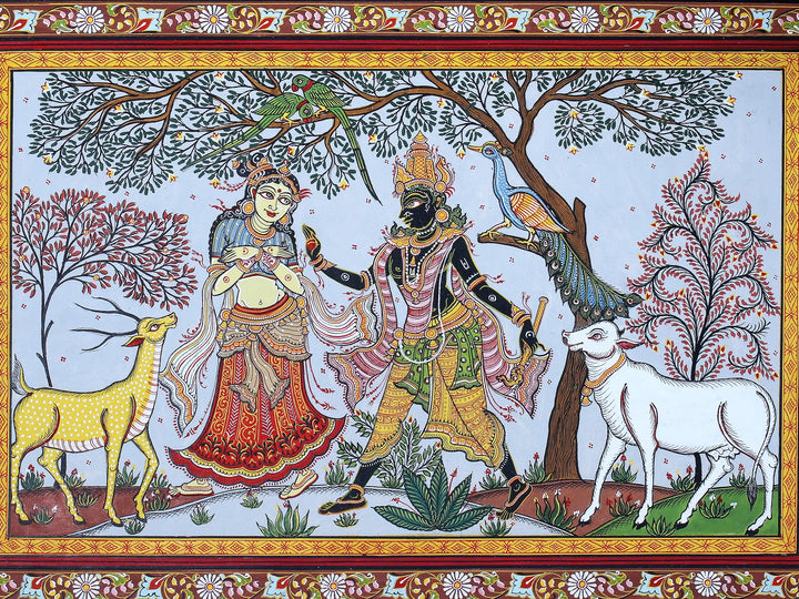 Shyama Sundar Krishna with Radha Pattachitra Painting on Cloth by Rabi Behera · view 2