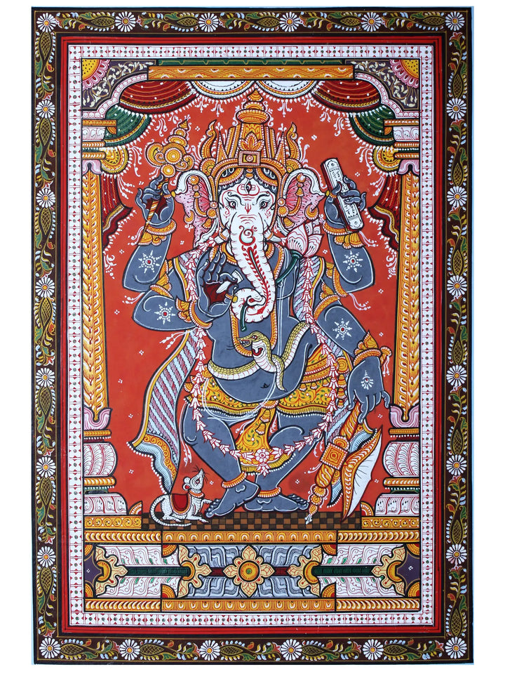 Standing Lord Ganesha Pattachitra Painting on Cloth by Rabi Behera · view 1