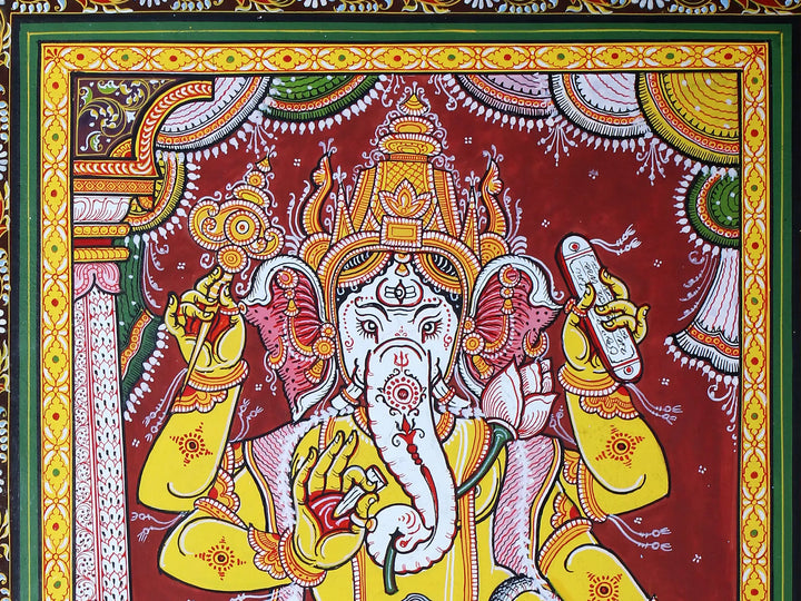 Lord Ganesha Pattachitra Painting on Cloth by Rabi Behera · view 3