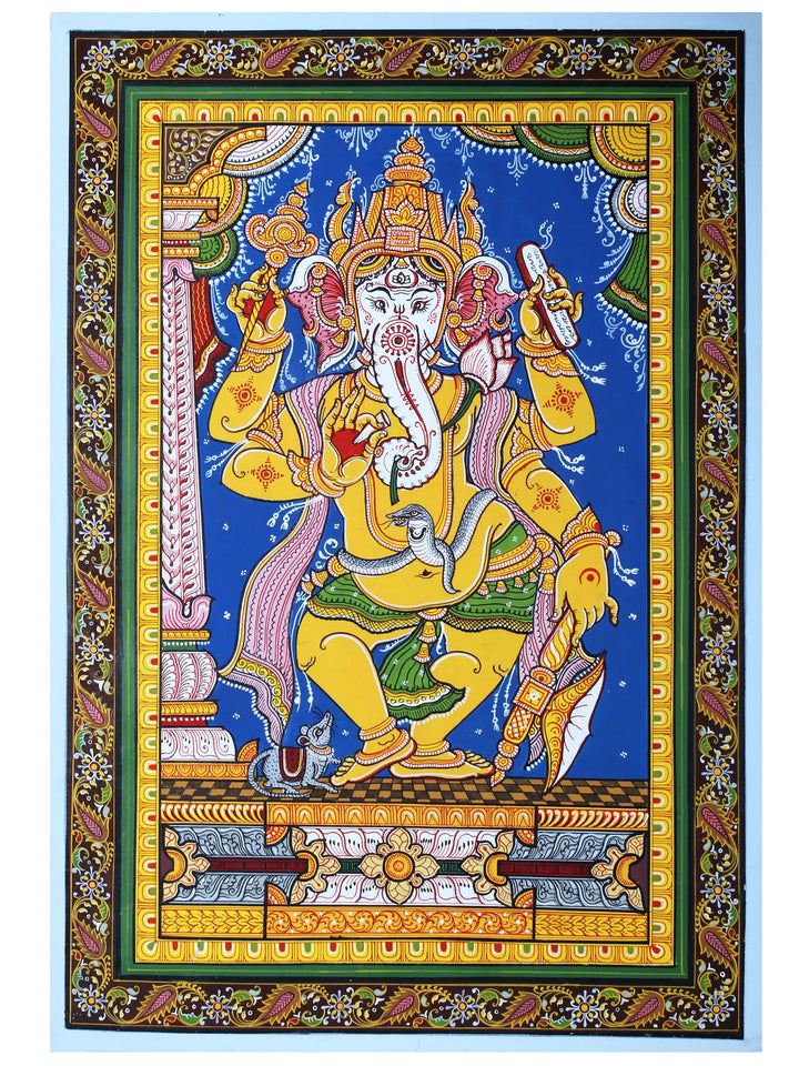 Lord Dancing Ganesha Pattachitra Painting on Cloth by Rabi Behera · view 1
