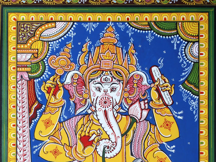 Lord Dancing Ganesha Pattachitra Painting on Cloth by Rabi Behera · view 3