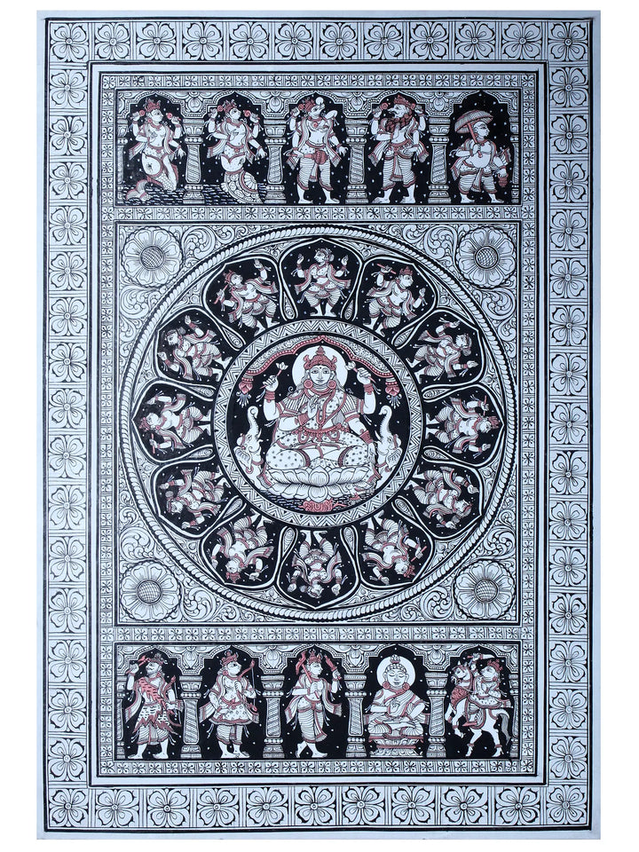Goddess Lakshmi with Ten Incarnations of Lord Vishnu (Dashavatara) Pattachitra Painting on Cloth by Rabi Behera · view 1