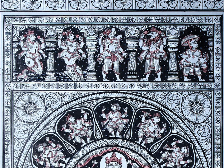 Goddess Lakshmi with Ten Incarnations of Lord Vishnu (Dashavatara) Pattachitra Painting on Cloth by Rabi Behera · view 3