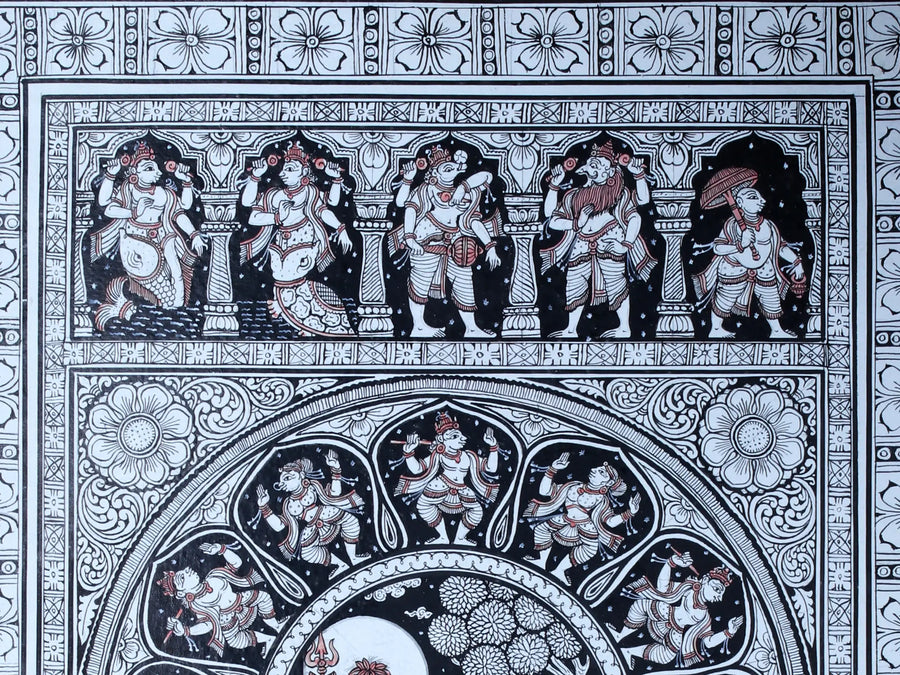 Devi Parvati Worship of Shiva Linga with Lord Vishnu Dashavatara Pattachitra Painting on Cloth by Rabi Behera