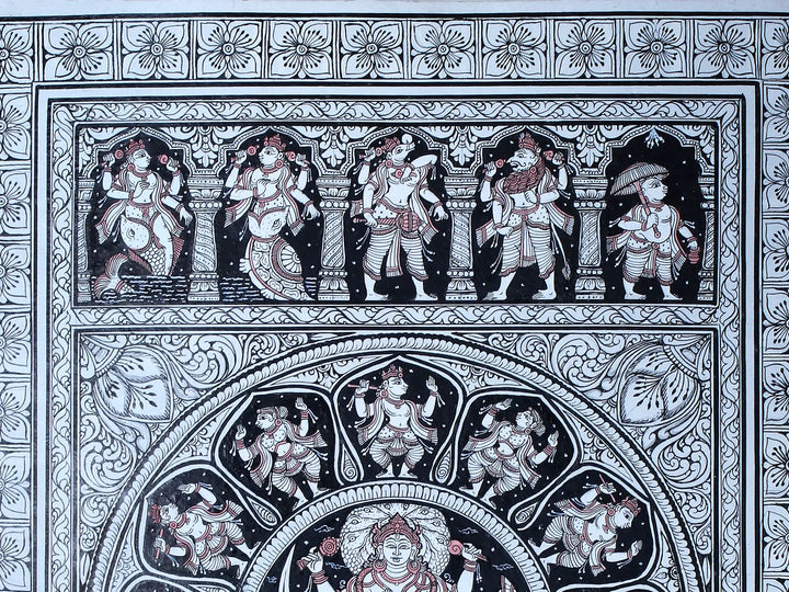 Mahavishnu and His Ten Incarnations (Dashavatara) Pattachitra Painting on Cloth by Rabi Behera · view 3