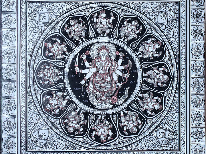Mahavishnu and His Ten Incarnations (Dashavatara) Pattachitra Painting on Cloth by Rabi Behera · view 4