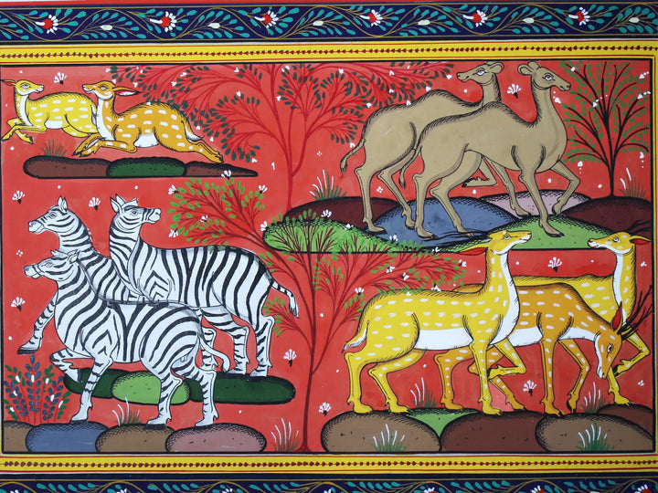 Gentle Animals Pattachitra Painting on Cloth by Rabi Behera · view 2