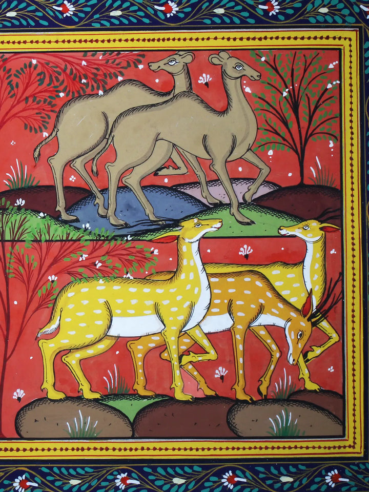 Gentle Animals Pattachitra Painting on Cloth by Rabi Behera · view 4