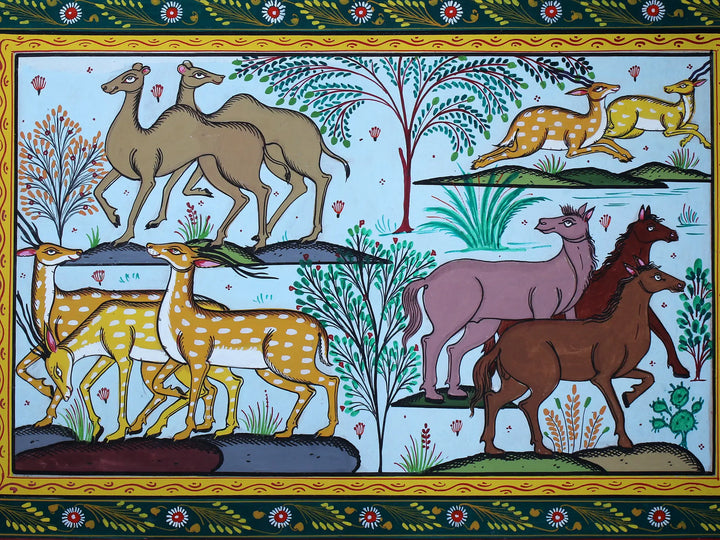 Wildlife Habitat Pattachitra Painting on Cloth · view 2