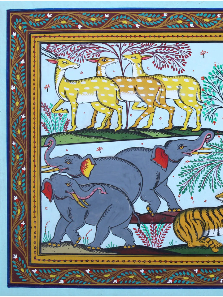 The Wildlife Paata from Odisha Pattachitra Painting on Cloth by Rabi Behera · view 3