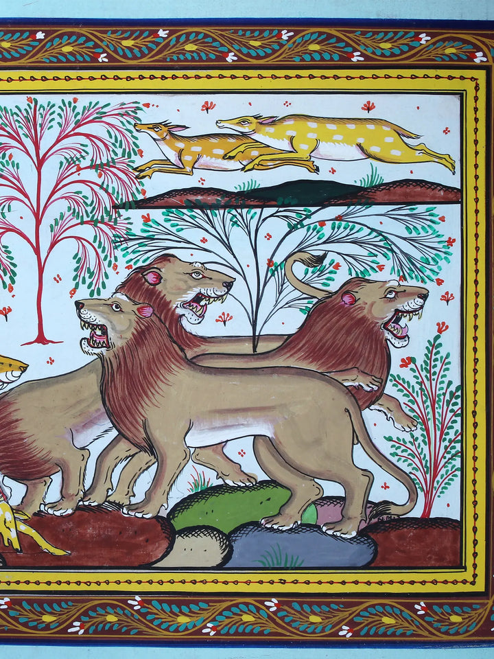 Animals in the Wild Pattachitra Painting on Cloth by Rabi Behera · view 4