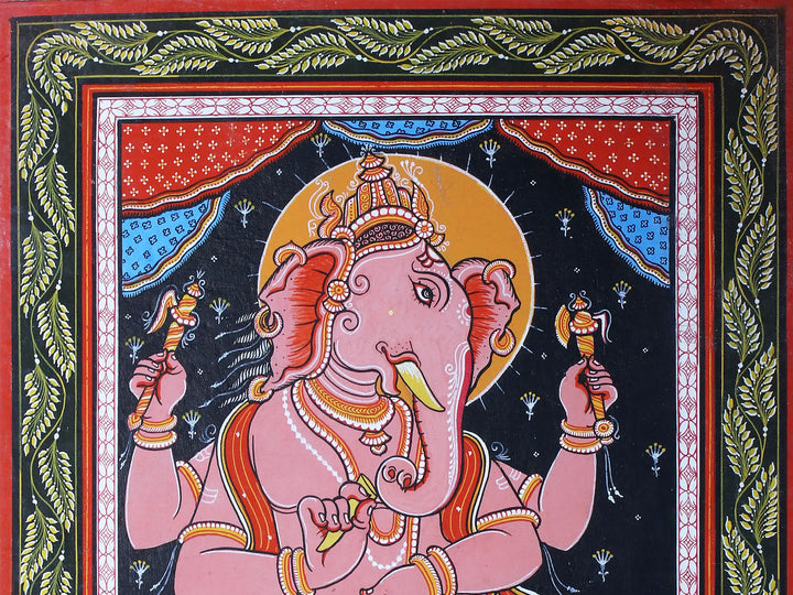Dancing Lord Ganesha Pattachitra Painting on Cloth by Rabi Behera · view 3