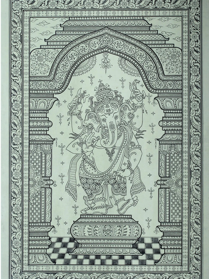 Dancing Lord Ganapati Ji Pattachitra Painting on Cloth by Rabi Behera · view 2