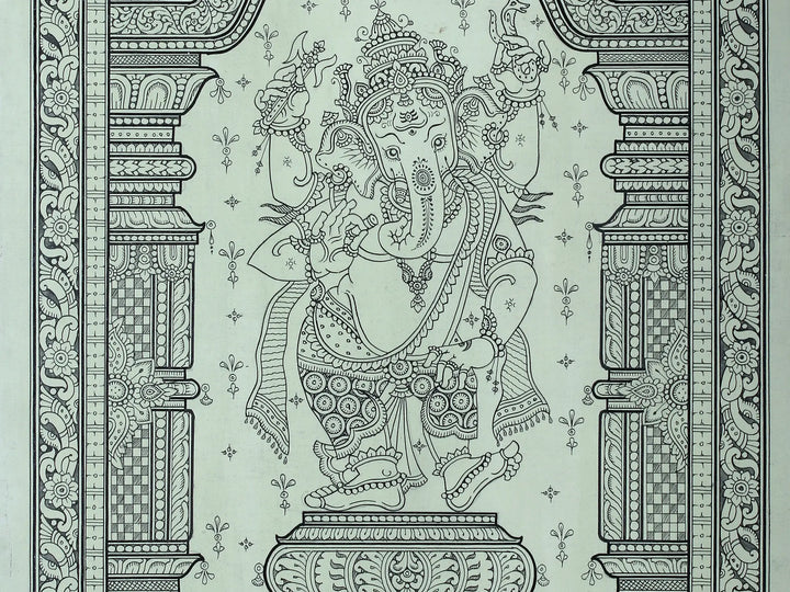 Dancing Lord Ganapati Ji Pattachitra Painting on Cloth by Rabi Behera · view 4