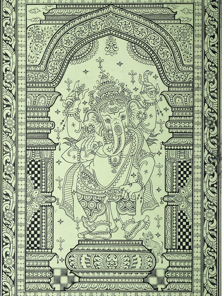 Standing Ekadanta Ganesha Pattachitra Painting on Cloth by Rabi Behera · view 2